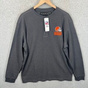 Dunbrooke Cleveland Browns Henley Men XL Gray NFL Waffle Knit Long Sleeve NWT
